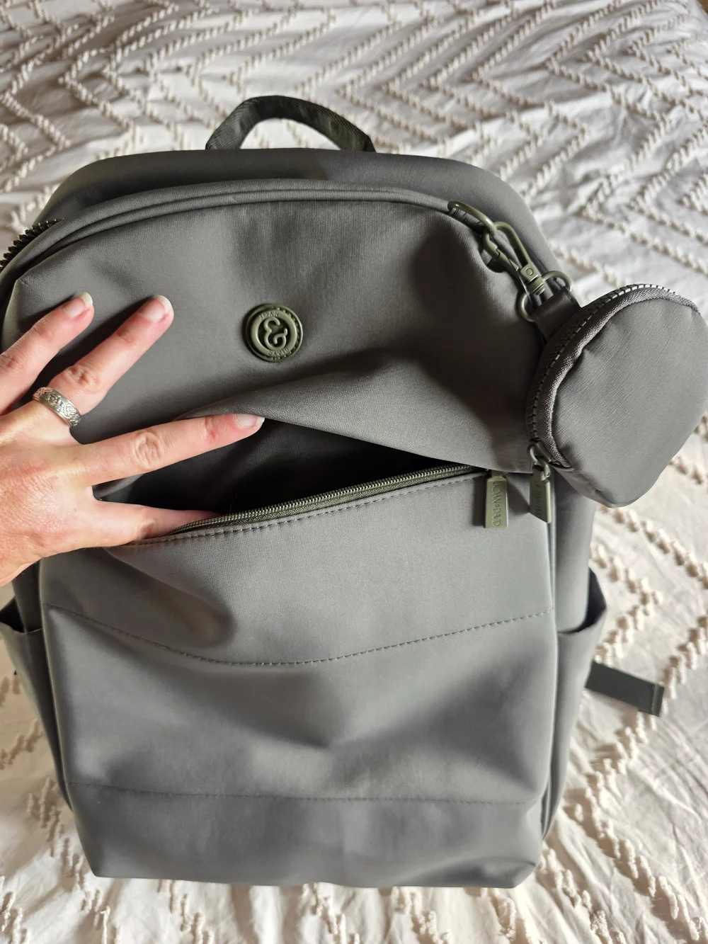 NWT Men's Olive Green Backpack with Coin Pouch